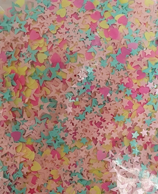 Neon Pastel Hearts & Stars Glitter 5g
