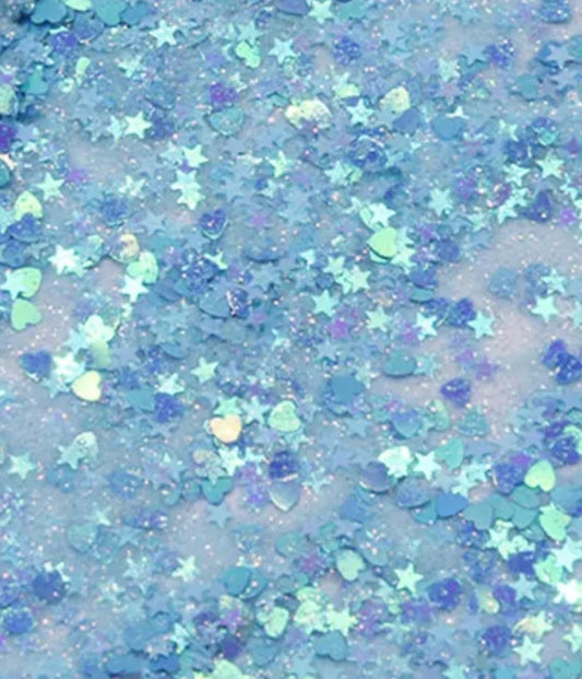 Blue Hearts & Stars Glitter 10g