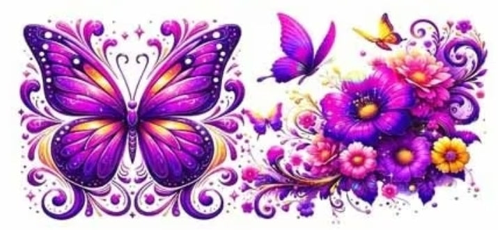 Floral Butterflies 16oz UV DTF Wrap