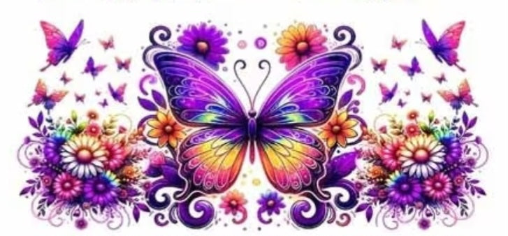 Floral Butterflies 16oz UV DTF Wrap