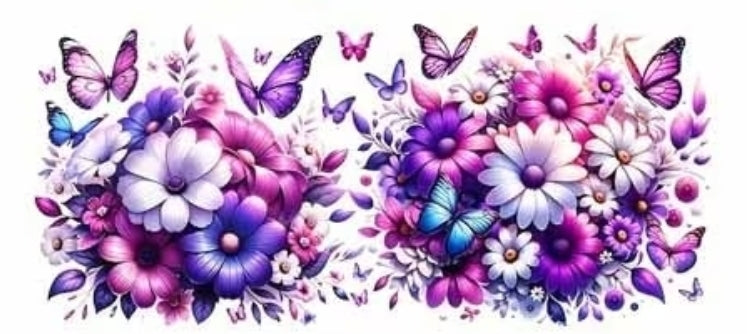 Floral Butterflies 16oz UV DTF Wrap